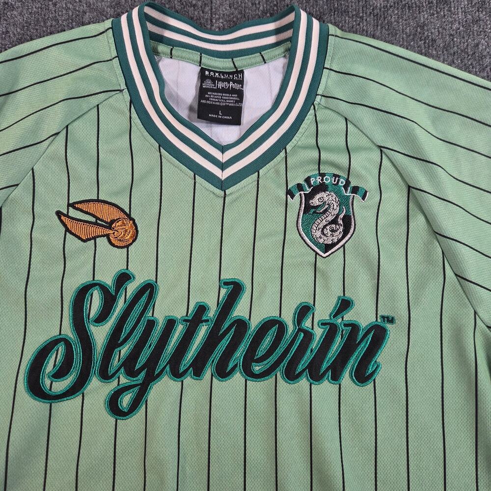 Harry Potter Slytherin Quidditch Jersey Mens Large Green Striped BOXLUNCH Soccer